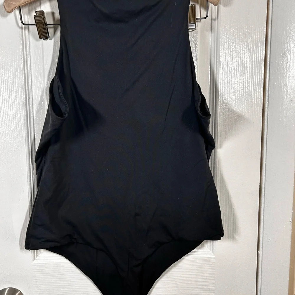 PUMIEY Women’s Black High Neck Sleeveless Bodysuit 2XL Stretch Thong Capsule - Picture 9 of 9